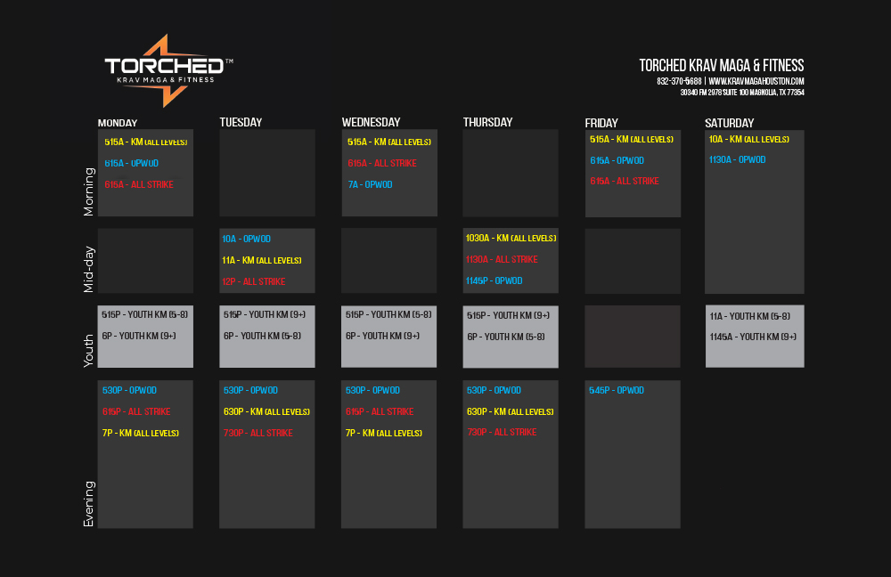 Torched Krav Maga Schedule
